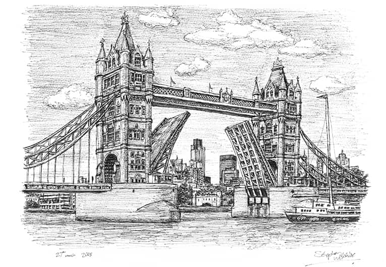 Tower Bridge - Original Drawings and Prints for Sale
