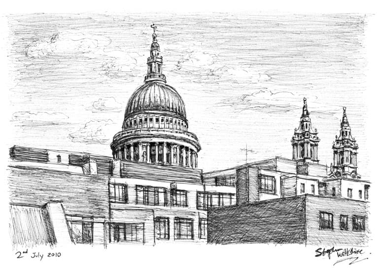 View of St Pauls from Fleet street - Original Drawings and Prints for Sale