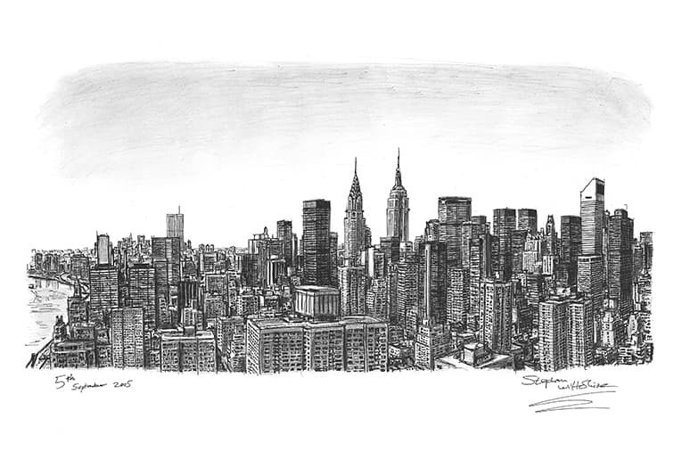 Manhattan Skyline - Original Drawings and Prints for Sale