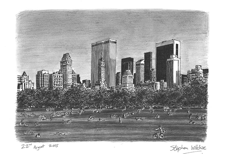 Central Park - Original Drawings and Prints for Sale