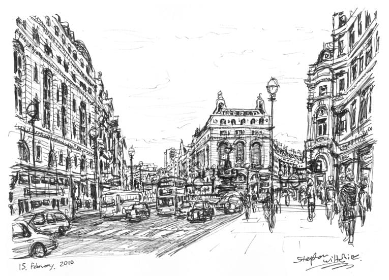 Piccadilly Circus - Original Drawings and Prints for Sale