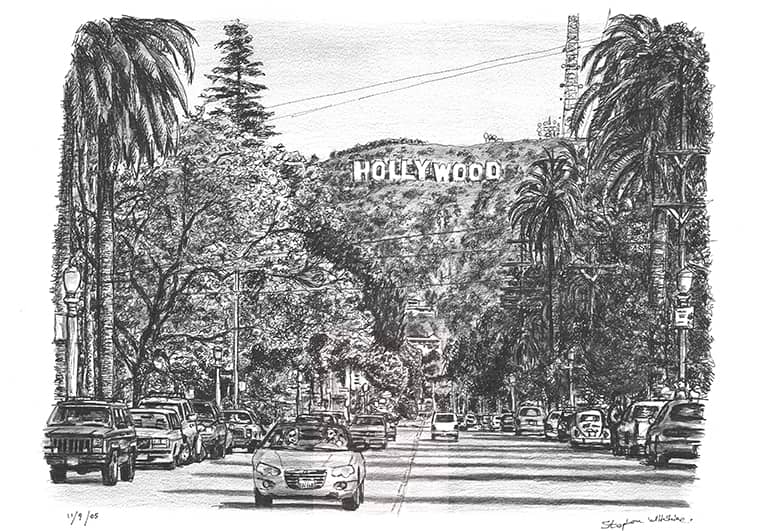Hollywood Sign Original drawings, prints and limited
