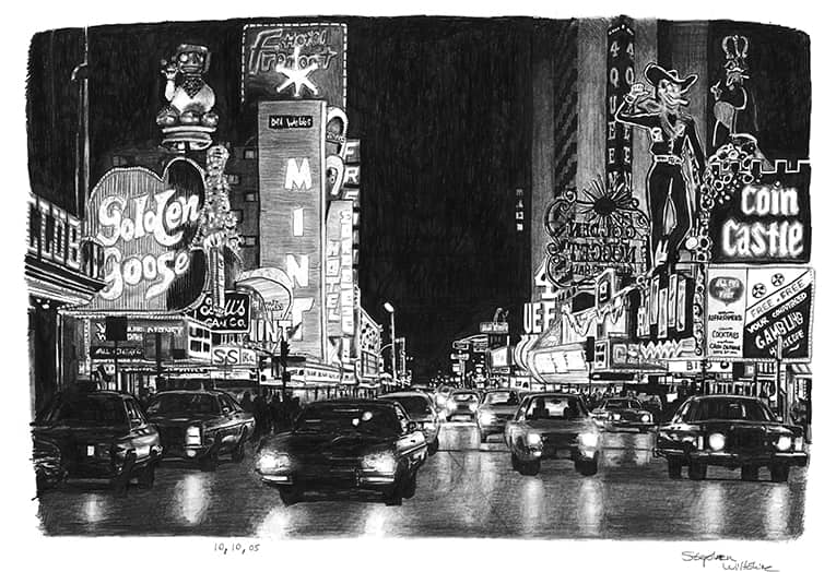 Las Vegas at night - Original Drawings and Prints for Sale