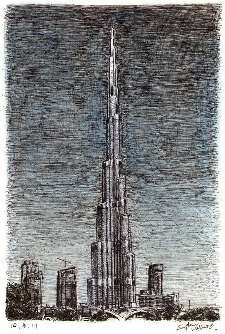 Burj Khalifa Dubai - Original Drawings and Prints for Sale