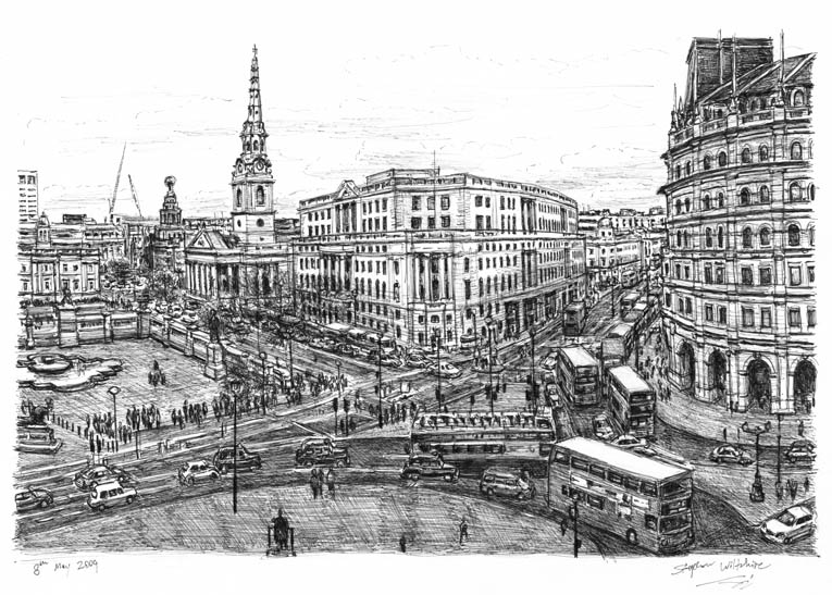 Trafalgar Square, London - Original Drawings and Prints for Sale