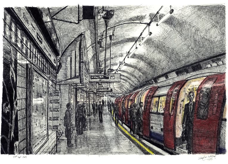 Leicester Square tube station, London - Original Drawings and Prints for Sale