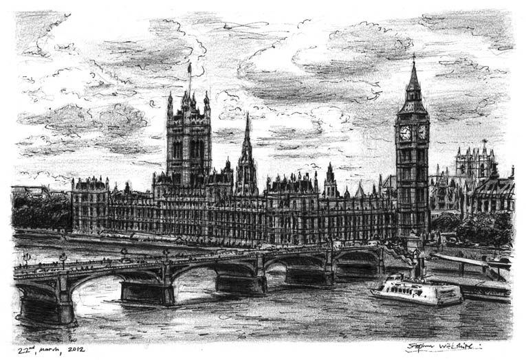 Houses of Parliament London - Original Drawings and Prints for Sale