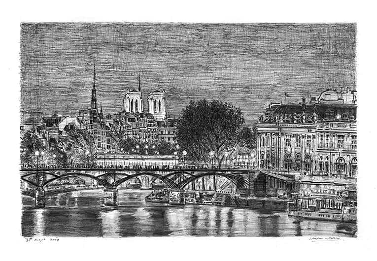 Paris at night - Original Drawings and Prints for Sale
