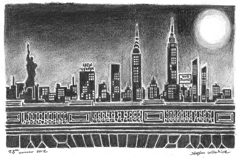 New York silhouette - Original Drawings and Prints for Sale