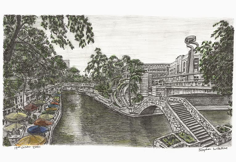 San Antonio River Walk - Original Drawings and Prints for Sale