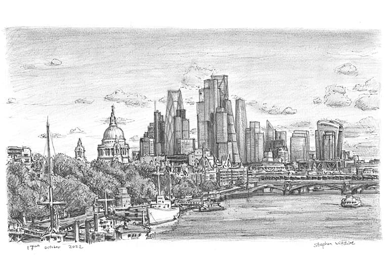 City of London ten years in the future - Original Drawings and Prints for Sale