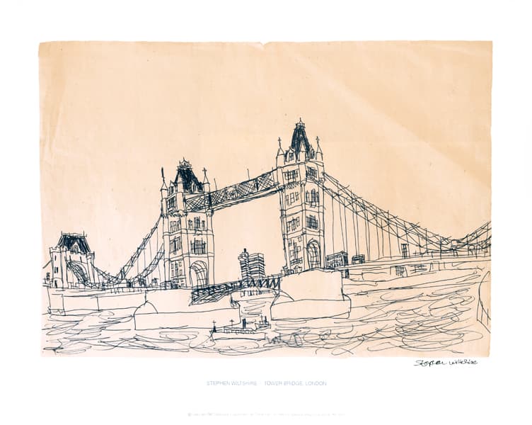 Tower Bridge, London 1983 signed - Original Drawings and Prints for Sale