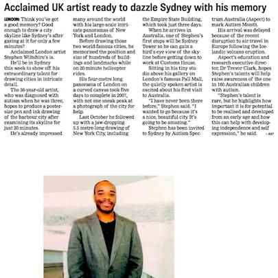 Acclaimed UK artist ready to dazzle Sydney - News Mail - Media archive