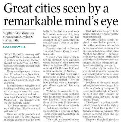 Great cities seen by remarkable mind's eye - The Australian - Media archive