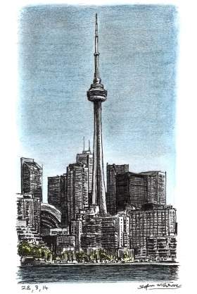 CN Tower, Toronto with White mount (A4) in Cushioned Black frame for A4 mounts (C59)