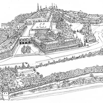 The Artwork Aerial view of the Kremlin, Moscow 1990