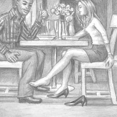 The Artwork Stephen having dinner with his girlfriend