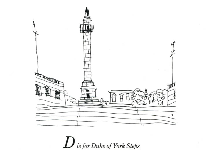 London Alphabet - D for Duke of York Steps - Original Drawings and Prints for Sale
