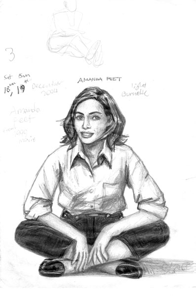 Portrait of Amanda Peet - Original Drawings and Prints for Sale