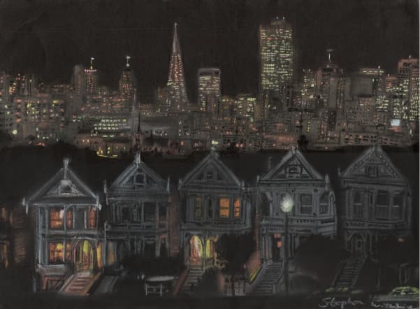 San Francisco by night - Original Drawings and Prints for Sale