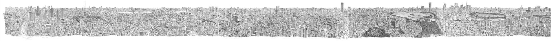Stephen Wiltshire draws Tokyo Panorama