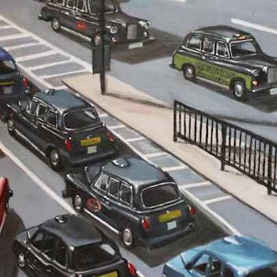 London Taxi Cabs - oil on canvas - Original Drawings