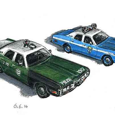 The Artwork 1972 & 1976 Plymouth Fury Cop Cars