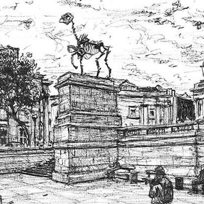 Skeleton of horse sculpture at Trafalgar Square - Original Drawings