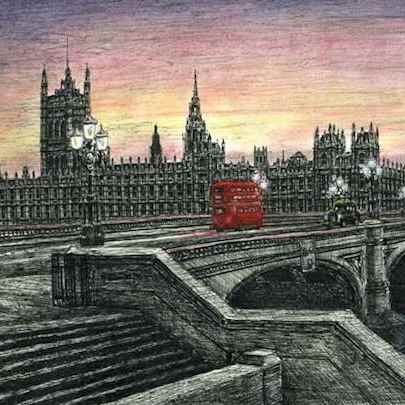 The Artwork Houses of Parliament in the evening - Limited Edition of 100