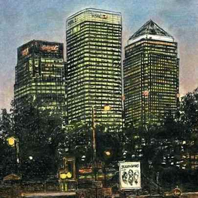 The Artwork Canary Wharf at night