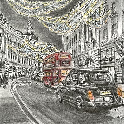 Drawing of Christmas at Regent Street