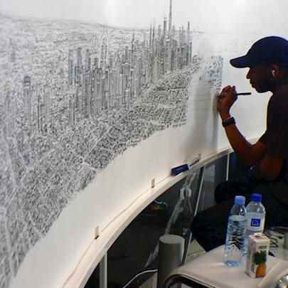 Dubai Panorama - City panorama drawings and prints