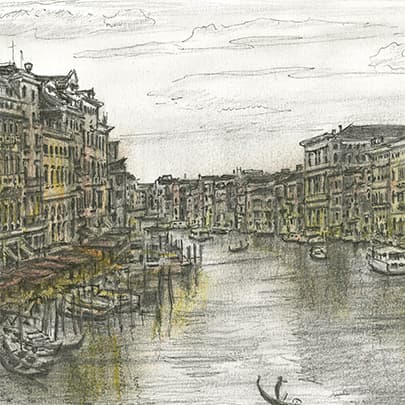 Drawing of Canals of Venice