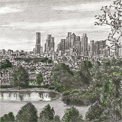 Canary Wharf Skyline  - Prints of Skylines, Street Scenes and Limited Editions