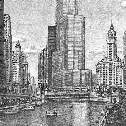 Chicago Riverfront - Original artworks for sale