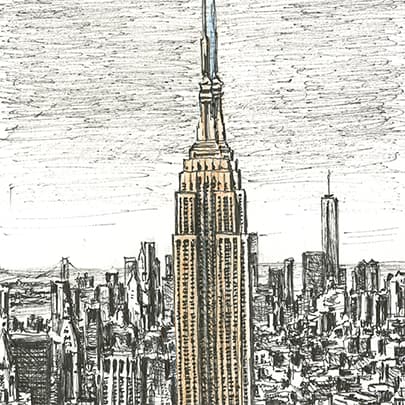 Drawing of Empire State Building NY