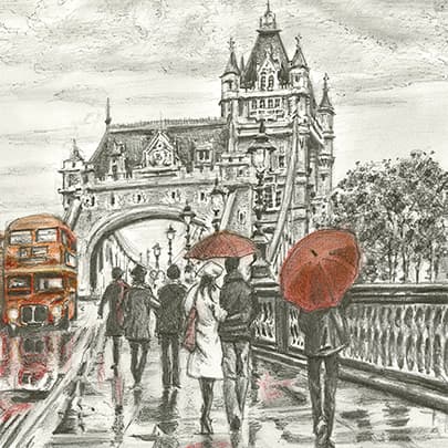 Tower Bridge in the rain - Original artworks for sale