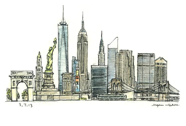 New York montage with White mount (A4) in Cushioned Black frame for A4 mounts (C59)