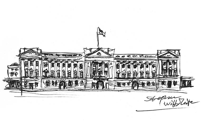Buckingham Palace sketch - Original Drawings and Prints for Sale
