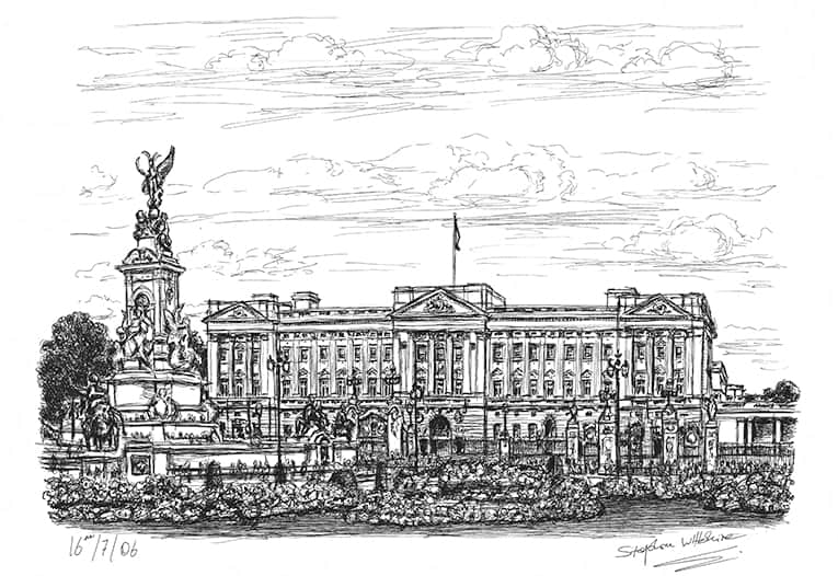 Buckingham Palace with White mount (A4) in Cushioned Black frame for A4 mounts (C59)