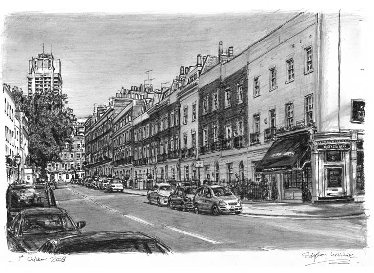 Montpelier Street, Knightsbridge - Original Drawings and Prints for Sale