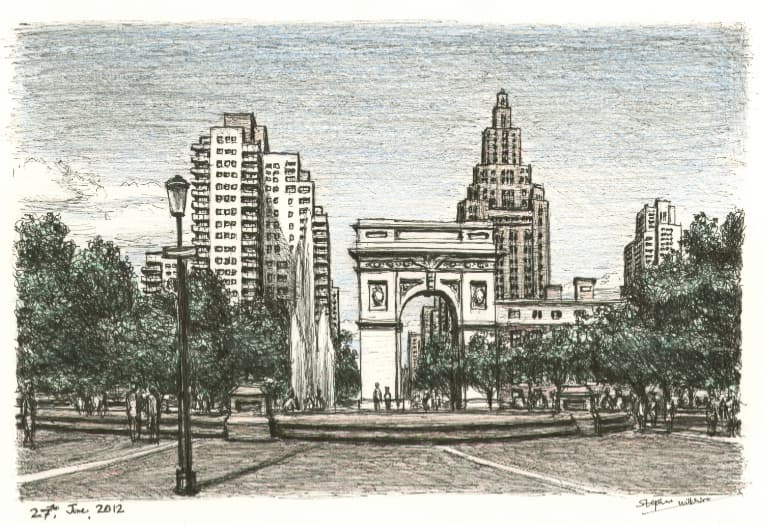 Washington Square Park - Original Drawings and Prints for Sale