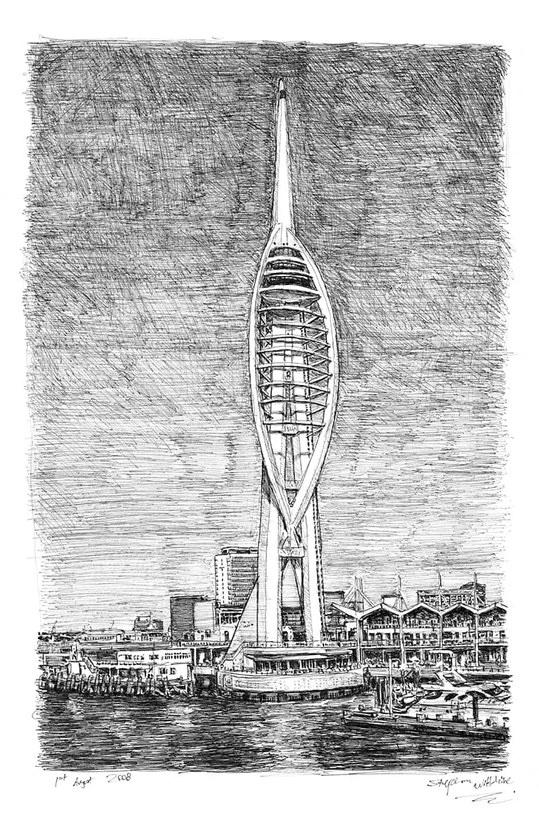 Spinnaker Tower, Portsmouth with White mount (A4) in Cushioned Black frame for A4 mounts (C59)