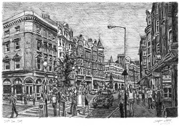 Marylebone High Street with White mount (A4) in Cushioned Black frame for A4 mounts (C59)