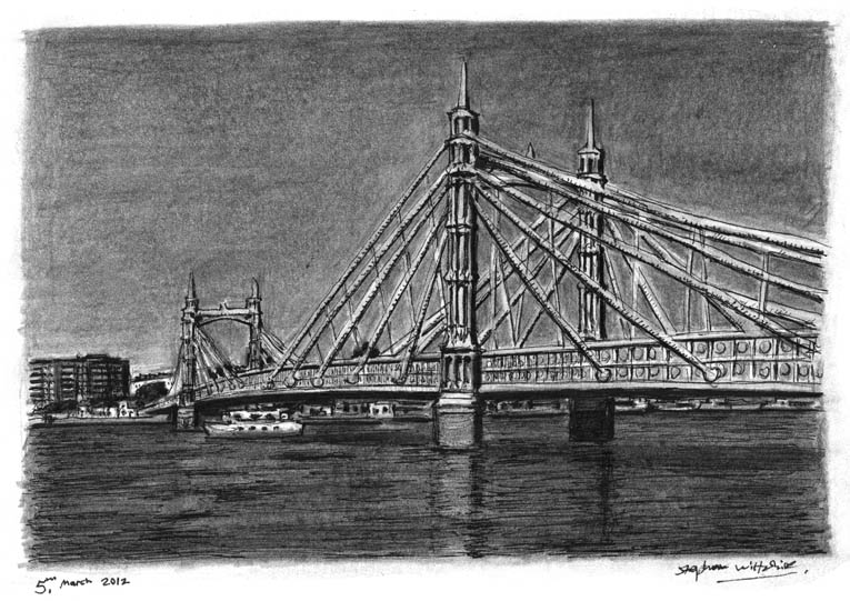 Albert Bridge London - Original Drawings and Prints for Sale