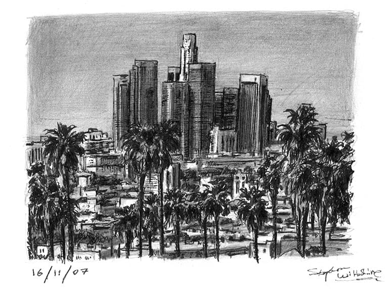 Los Angeles Skyline USA - Original Drawings and Prints for Sale