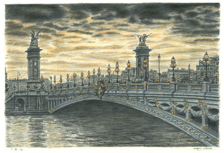 Pont Alexandre III, Paris with White mount (A4) in Cushioned Black frame for A4 mounts (C59)