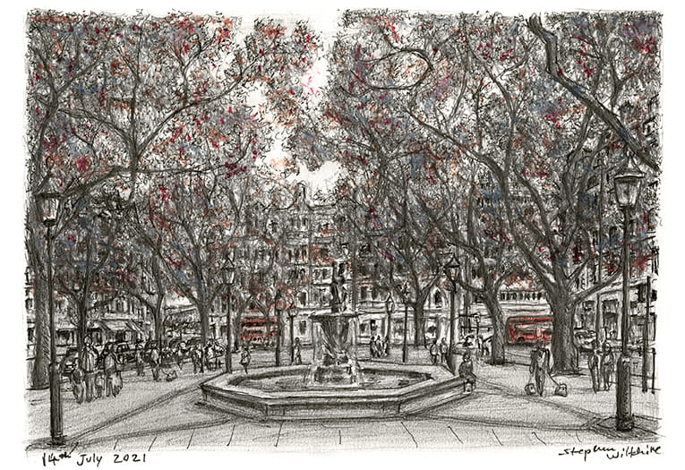 Sloane square, London with White mount (A4) in Cushioned Black frame for A4 mounts (C59)