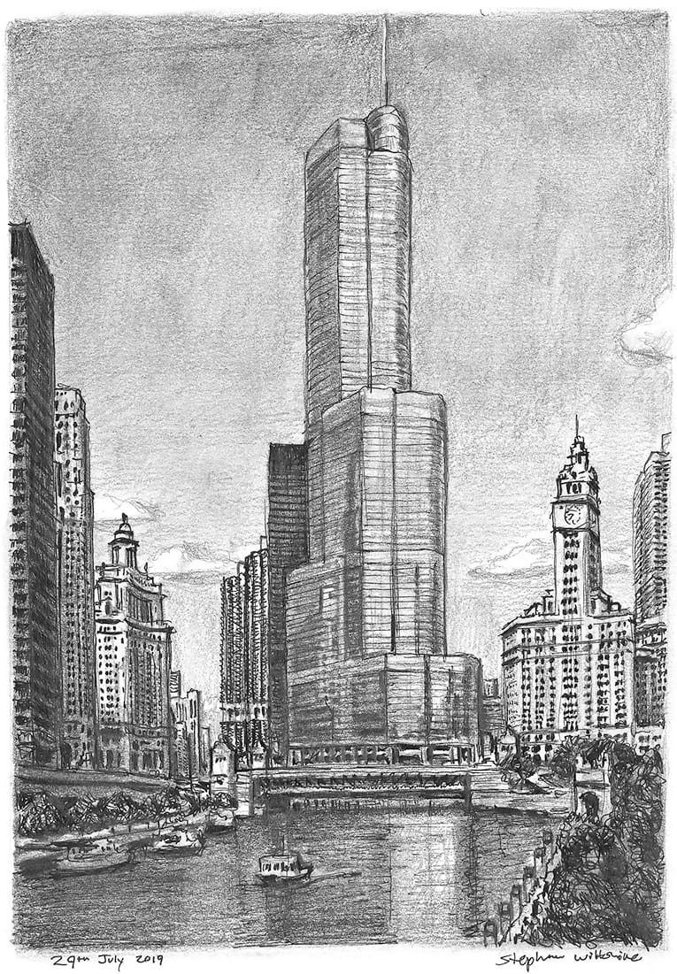 Chicago Riverfront - Original Drawings and Prints for Sale