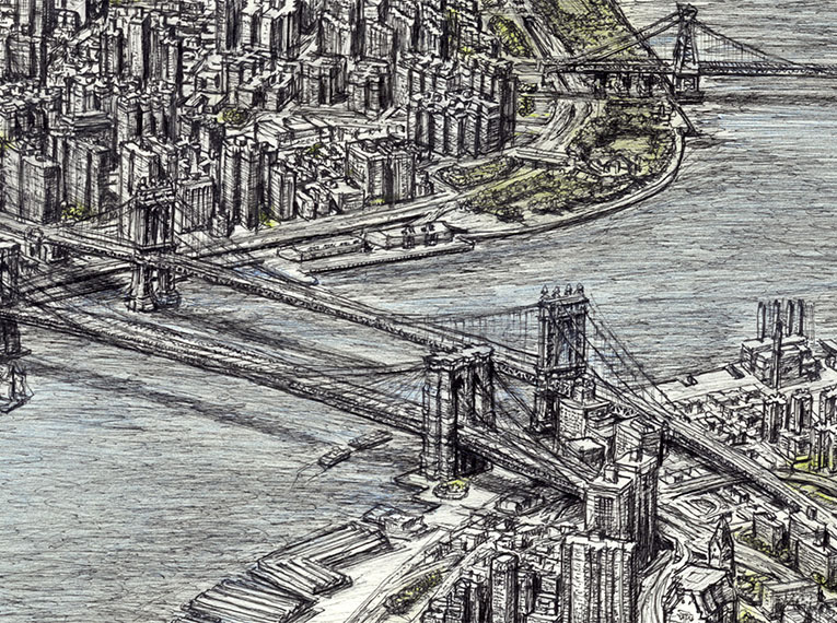 Drawings ofAerial view of Manhattan Skyline 2011 City Art